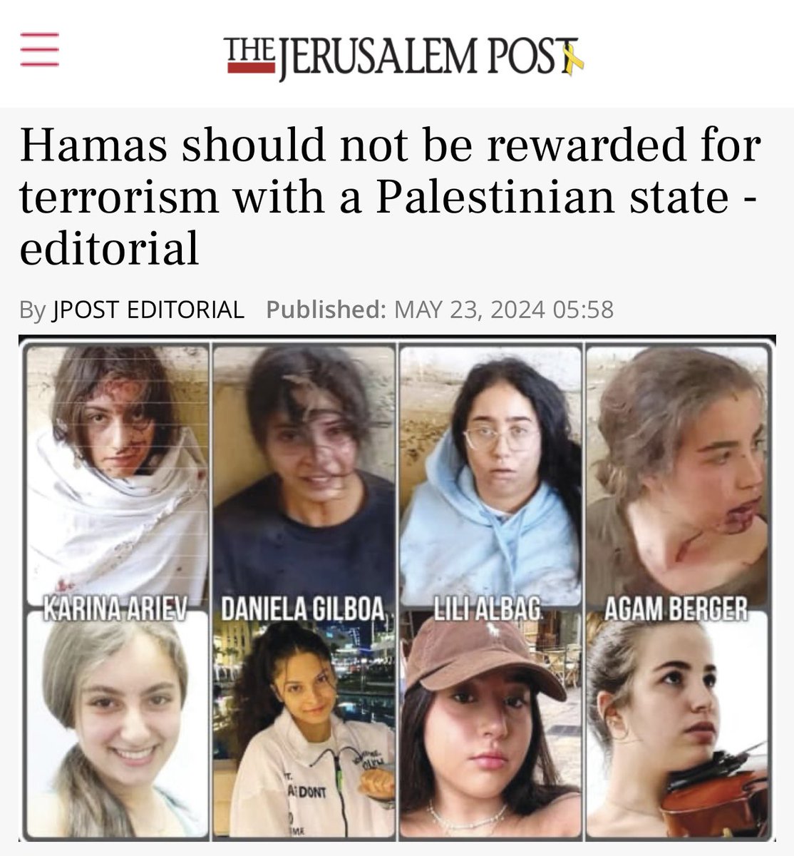 Some members of Congress refuse to condemn this raw brutality.

Calling for a Palestinian state or supporting the ICC request for arrest warrants—it’s all a warped interpretation of justice, but also anathema to peace and bringing all hostages back home.