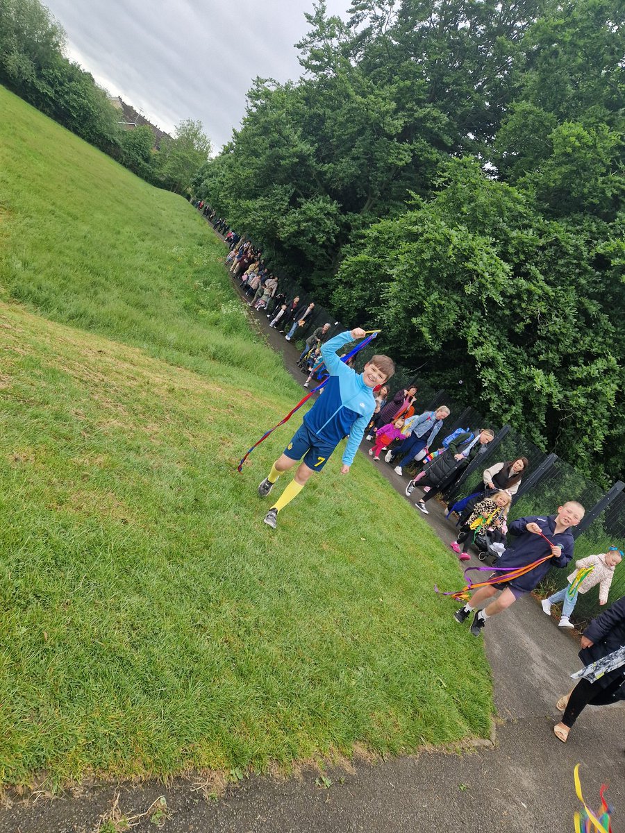 The Magic of Happiness. A fantastic way to finish Walk to school week- with bubbles and ribbon. #INTOWalkingStaffs <a href="/AirAwareStaffs/">Air Aware Staffs</a>
