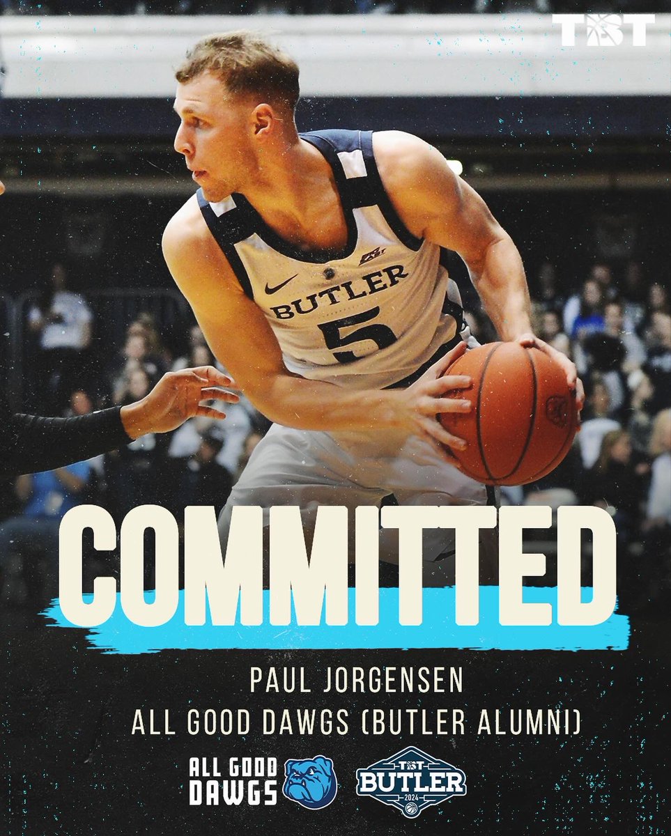 PAUL JORGENSEN COMMITS TO ALL GOOD DAWGS🐶 In his two years with @butlermbb, Paul Jorgensen averaged 10.9PPG and he’ll look to be a MAJOR contributor for @allgooddawgstbt! TICKETS ARE ON SALE NOW TO SEE YOUR FAVORITE BUTLER ALUMNI BACK AT HINKLE: thetournament.com/tbt/butler-reg…