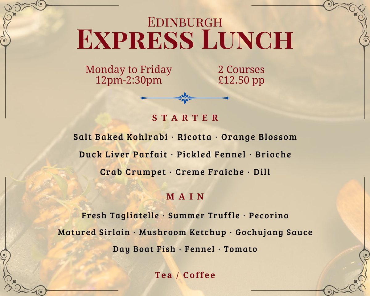 If you are around in Edinburgh during the week, we'd love for you to join us for lunch! Chef Attila has just released the newest Express Lunch menu for those who don't have a lot of time on their hands. You are getting a great deal for a 2-course meal with incredible dishes.