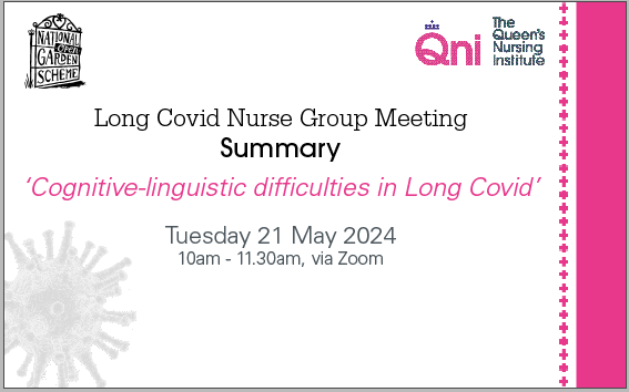 TheQNI's tweet photo. A summary of our #LongCovid #Nurse meeting focusing on #CognitiveLinguistic difficulties in Long Covid is available to read here: https://t.co/UhXENa8gKZ
Thank you to Professor Louise Cummings, @Davi2011Davies @f_gillies for their time and their expertise @RCSLT @HelenDon_RN https://t.co/dNEAPmXxhX