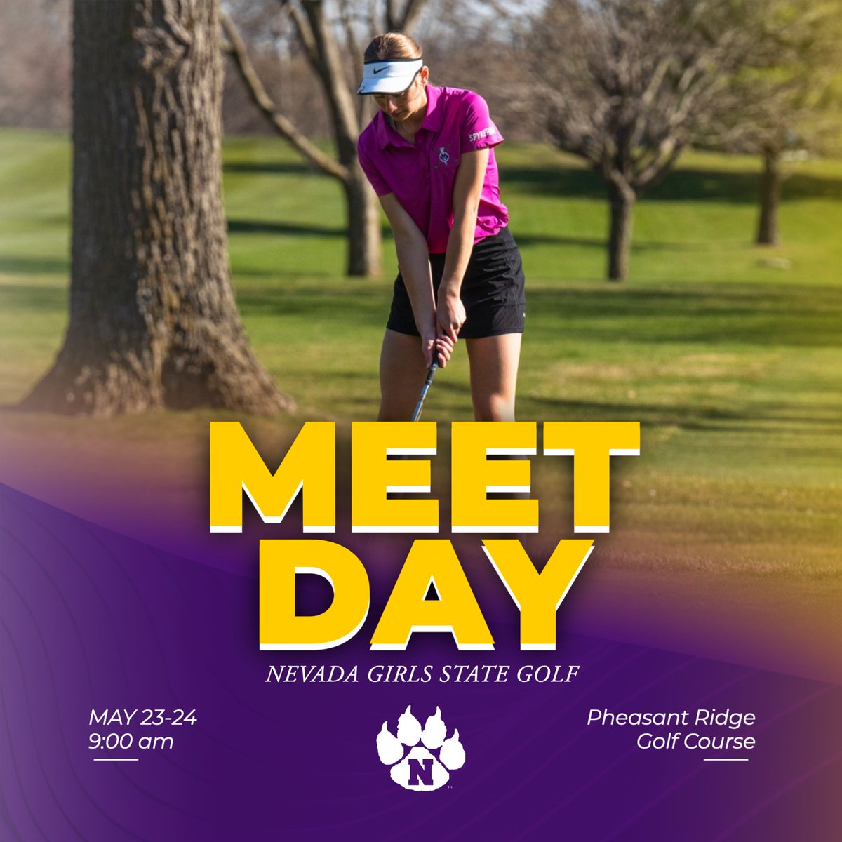 ⛳️ GIRLS STATE GOLF MEETDAY ⛳️

📍 Pheasant Ridge Golf Course - Cedar Falls
🕙 9:00 AM
🎟️ Admission: Online Tickets ONLY - Cashless Entry - Online at: tinyurl.com/StateGGolf
🌭 Concessions: No Information Passed
📺 Live Scoring: tinyurl.com/LiveScoringGolf

#NevadaCubPride #TeamCubs