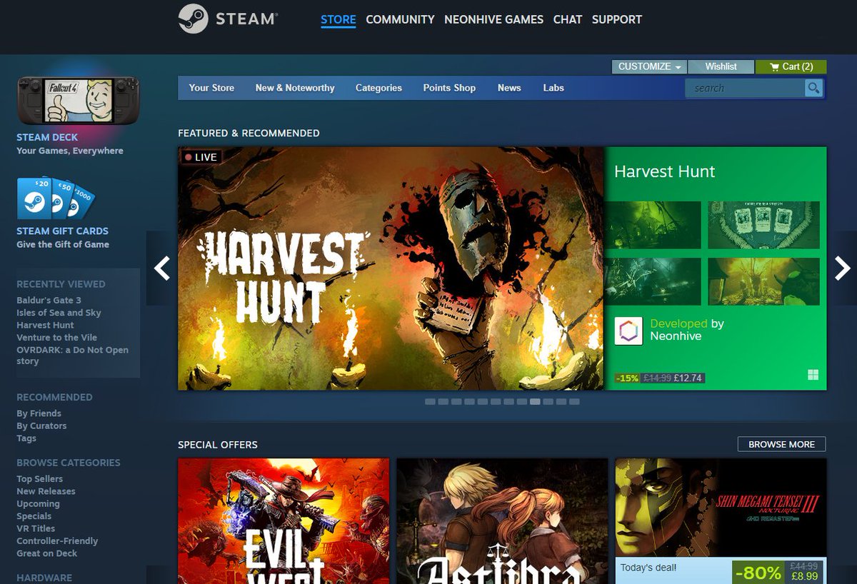HARVEST HUNT IS ON STEAM HOMEPAGE?!?! 😱