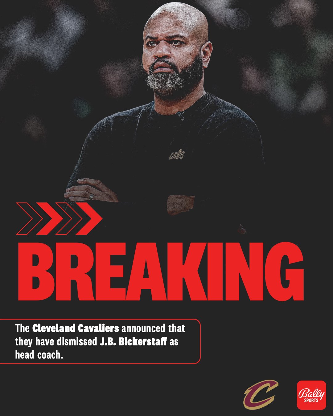 Bally Sports Cleveland on X: "The Cavaliers have parted ways with head  coach J.B. Bickerstaff. https://t.co/K3tGDhoT1w" / X