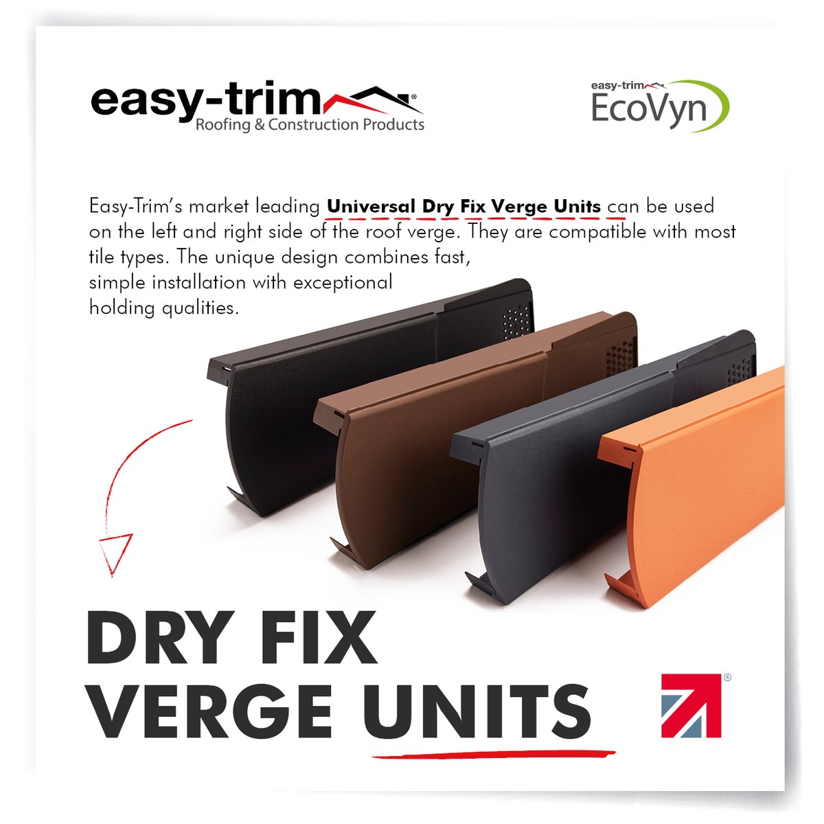 EasyTrimRoofing's tweet image. 👀 Discover the benefits of Easy-Trim's Dry Fix Universal Verge Units. Experience exceptional protection, unmatched durability, and long-lasting performance.✨
 
 #EasyTrim #EcoVyn #TrustInUs #vergeunits #eavesventilation #supplierofchoice #BuildersChoice