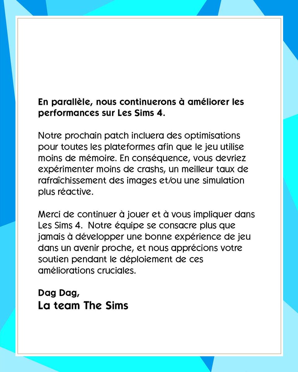 Un message pour notre communauté 💚

Lien de la Laundry List: x.ea.com/80373