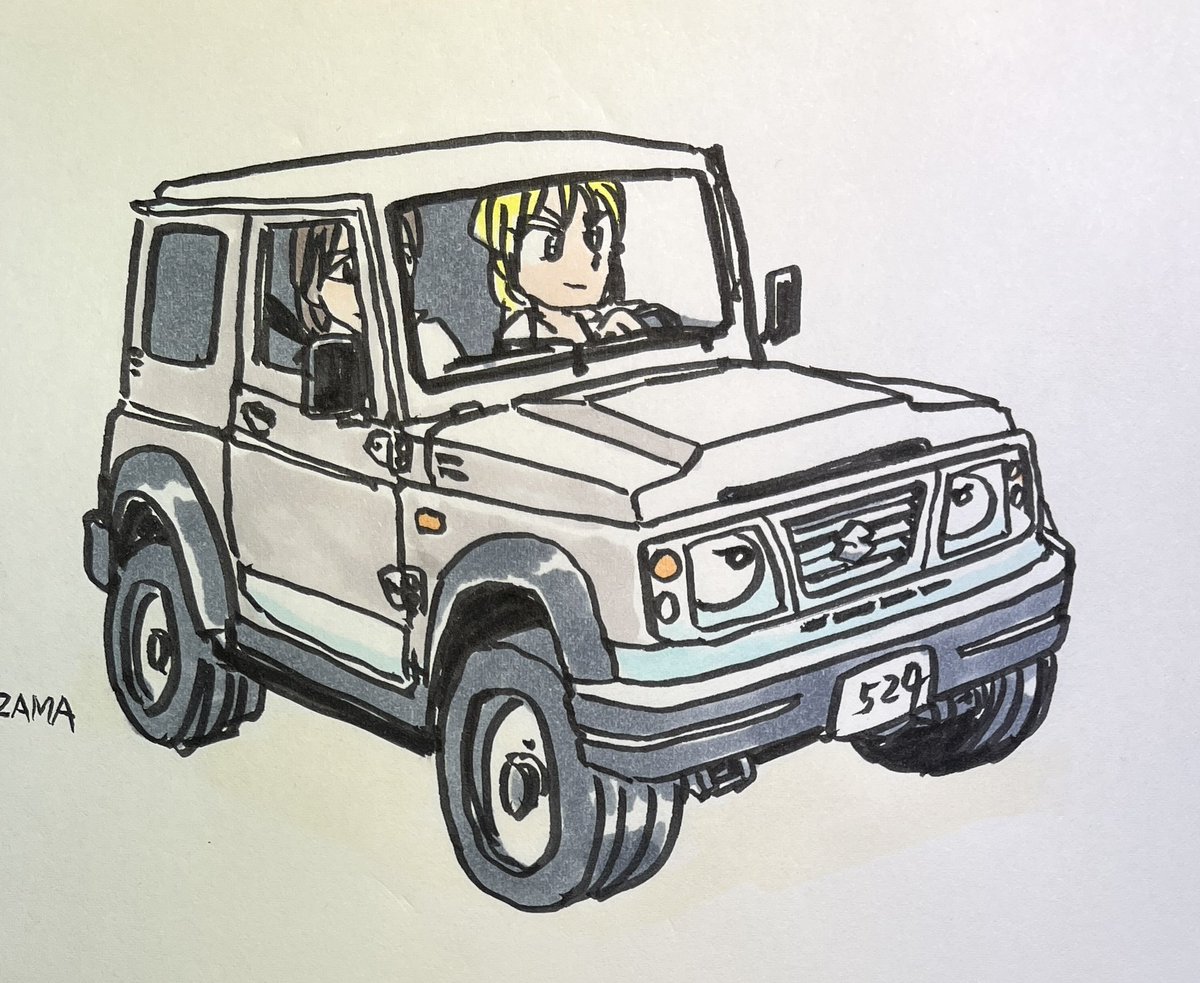 「#ほぼまいにちジムニー100日44日目。スペインのサンタナで生産していたサムライ」|zama36のイラスト
