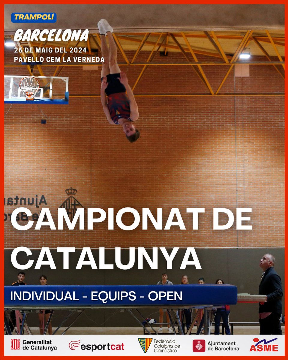 🎨 𝗖𝗔𝗥𝗧𝗘𝗟𝗟 | Tancarem el cap de setmana amb l'exhibició dels millors gimnastes de trampolí de casa nostra amb la celebració del Campionat de Catalunya. 

Treu paper i bolígraf, diumenge al Pavelló CEM La Verneda! 🖊️📄