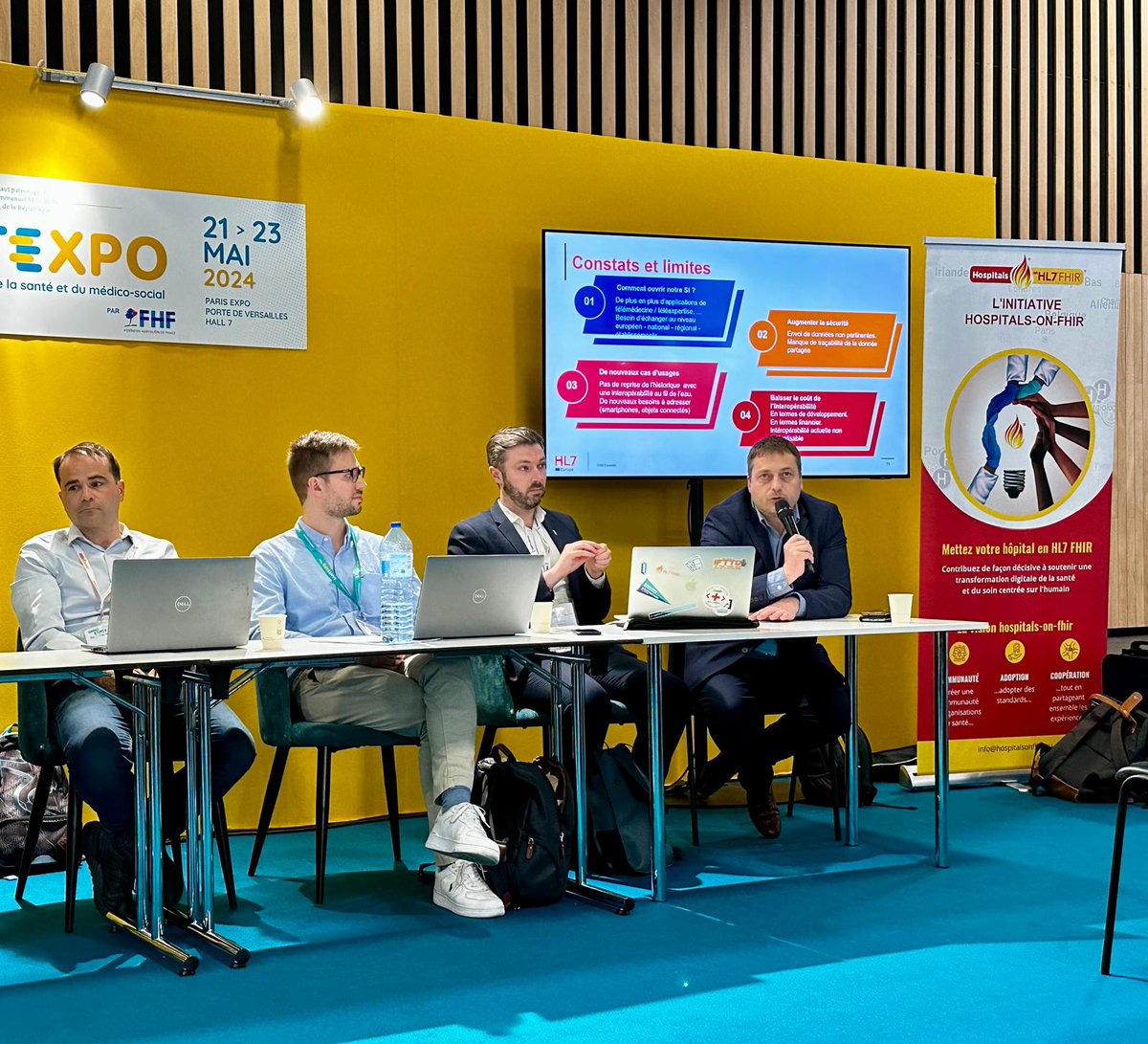 Parlons « Hospitals On #FHIR » 🏥🔥 Cette norme qui façonne l'avenir de la e-santé en offrant de nouvelles perspectives par l'exploitation des données via le #HL7 CQL. Merci à @esante_gouv_fr, @CHUdeToulouse et @APHP pour ce REX passionnant ! #agoranumérique #SantExpo