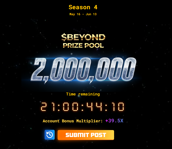 som1_x's tweet photo. The only airdrop you should keep farming is $BEYOND

The team of @PlayGroundCorp is always cooking!

Don't miss season 4! Start farming and playing the games!

Also don't forget to check @joinplayloop and @joinplayacademy. https://t.co/IAf0Z6Bvlg