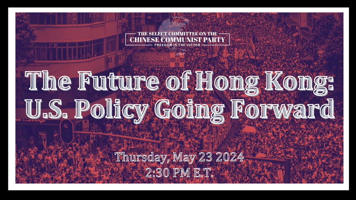 TODAY @ 2:30 PM ET Committee Roundtable — The Future of Hong Kong: U.S. Policy Going Forward Participants: - @J0nathanPrice, Member of @SupportJimmyLai Legal Team - @frances_hui, @thecfhk - @jooeysiiu, Hong Kong Activist Tune In ➡️ youtube.com/live/Y7KKDVx8B…
