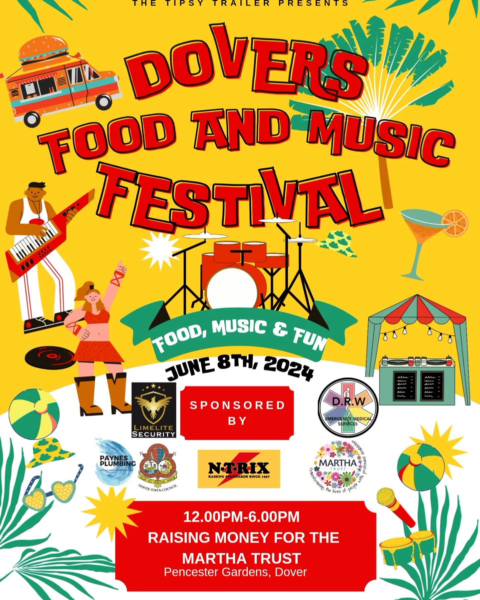 🎶🎉 Join us for a fantastic day out at the Dover Food and Music Festival, where delicious food, live music, and family fun come together to support @MarthaTrust , dedicated to assisting adults with profound disabilities. June 8th at Pencester Gardens #dover #kent #kentlife