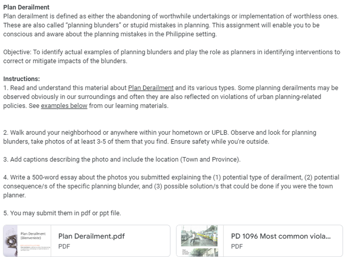 lf acad commissioner #commstwt
Show & tell essay

Identify actual examples of planning mistakes in the PH and play the role as planners in identifying interventions to correct or mitigate impacts of the blunders

will send 6 page ppt explanation & example