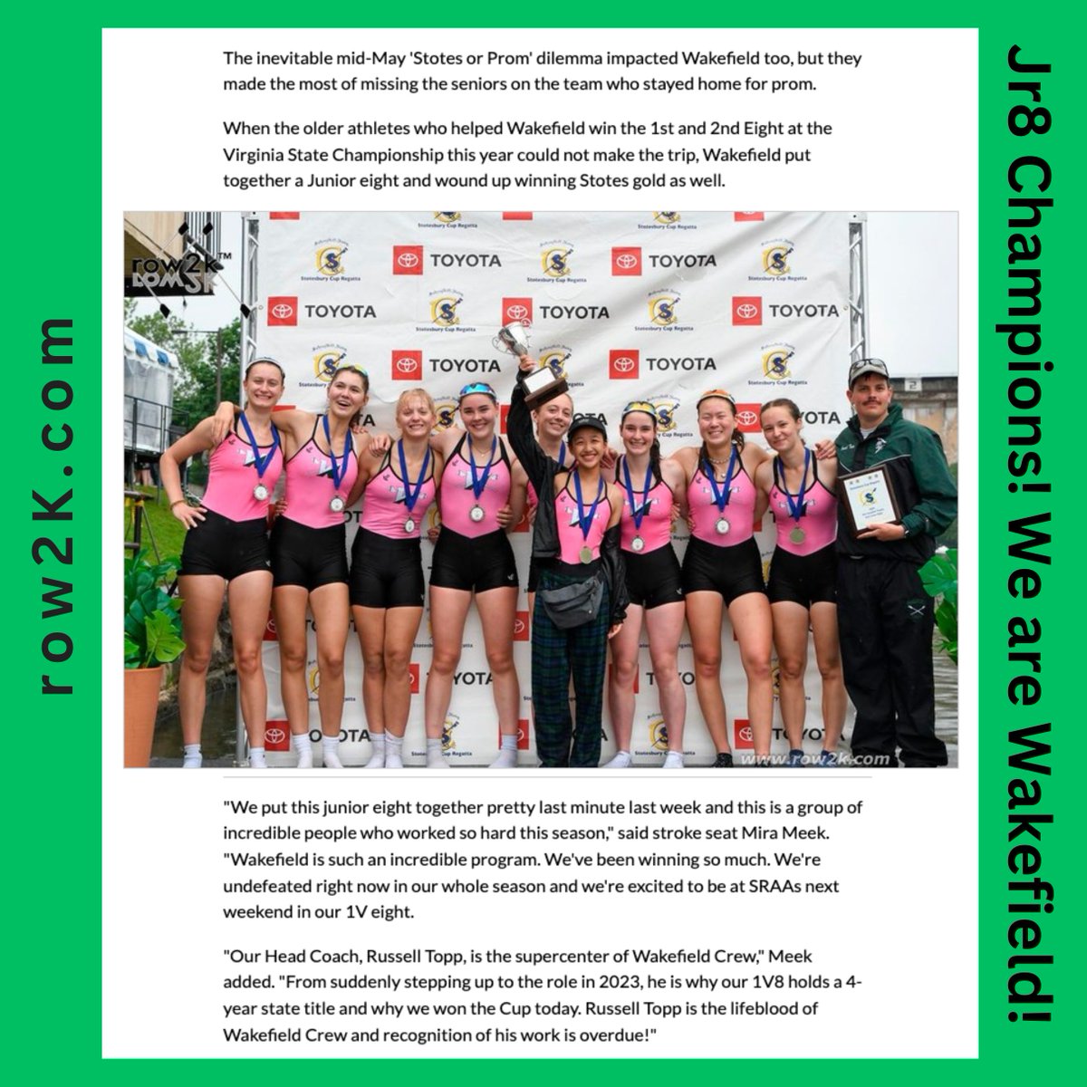 Our Women's Jr8 Stotesbury team was highlight in row2k!

<a href="/APSVirginia/">Arlington Public Schools</a> @aps_careercenter @gunstonms_aps
@apskenmore @jeffersonibmyp @apsvaschoolbd
@wakeathletics @wakefieldboyscrew @wakefieldgirlscrew @wakefieldboosters @wakefield_2024 @wakefield_2026 @wakefield_2027