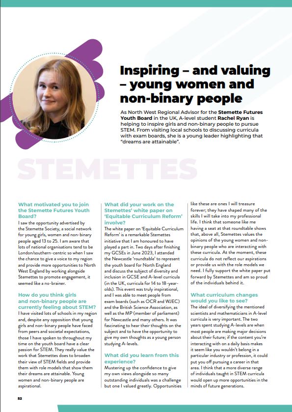 LiverpoolBCS's tweet photo. Rachel in Y12 is featured in the most recent edition of Futurum Careers digital magazine for the work she does with #Stemettes It's a fantastic, 4 page feature - this is the link to the magazines homepage: https://t.co/NEra2oQvXY https://t.co/fpXbsmREAZ