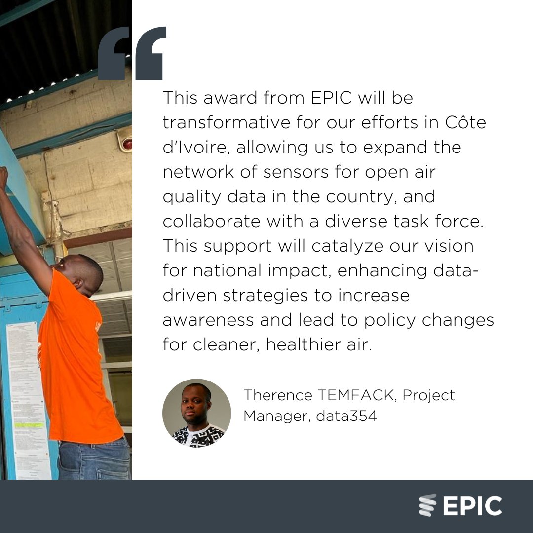 UChiEnergy's tweet photo. EPIC Air Quality Awardee Spotlight: Côte D’Ivoire

The grant will support deploying the first nationwide network of low-cost PM2.5 sensors and will provide data in a fully open manner. 

More from data354 (@Mr__Fab): https://t.co/wAiUCUtcvm https://t.co/SpDyDBxfQs