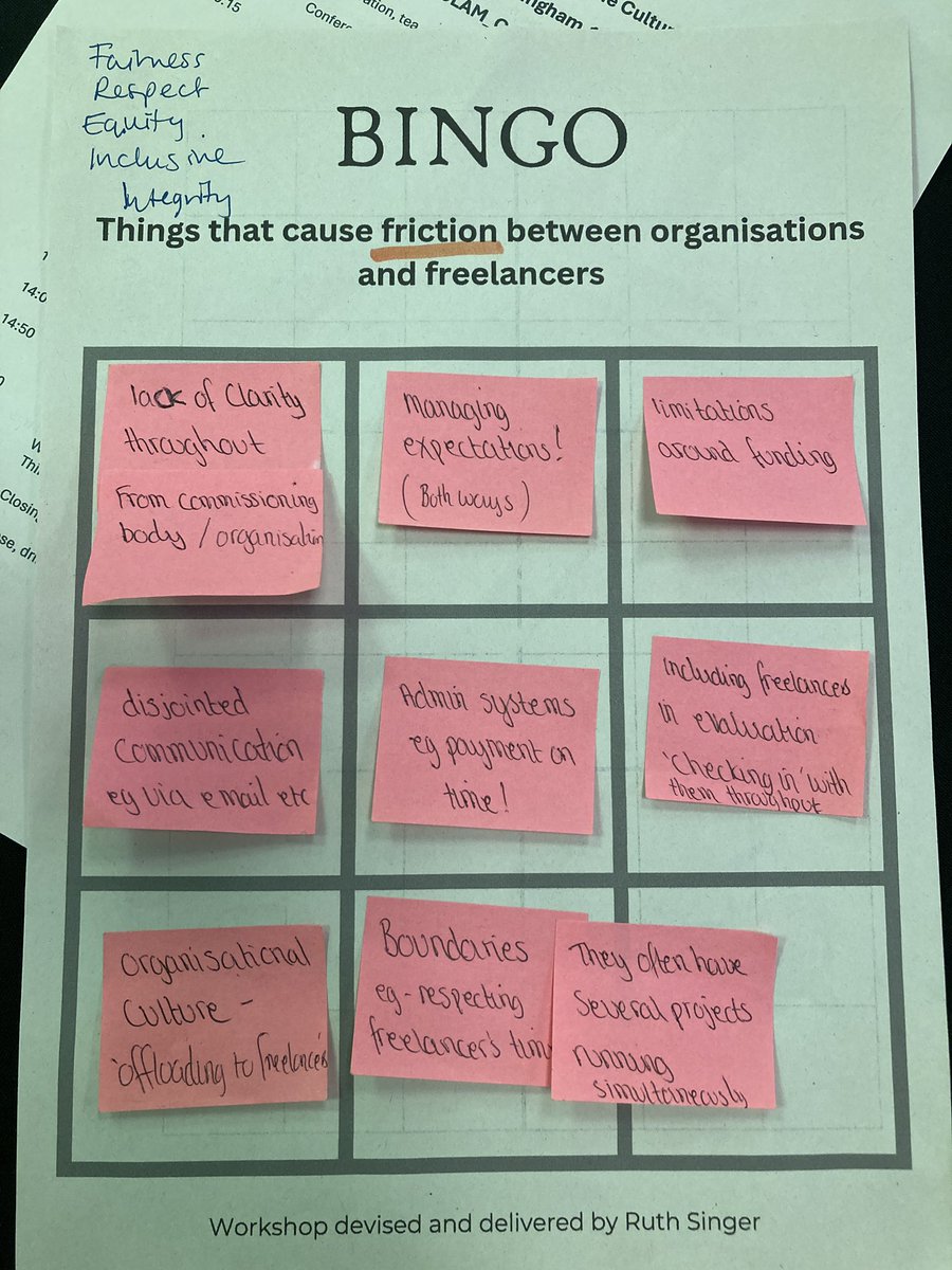 Had a great day with <a href="/glam_cares/">GLAM Cares</a> introducing values and behaviours using bingo and snakes and ladders. My area of research is the bit between freelancers / artists, participants &amp; organisations and how care is essential to making this collaboration work 💫