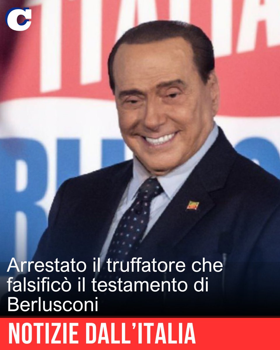 🔴 Falsificò il testamento di Berlusconi, arrestato il truffatore

#23maggio #Berlusconi #SilvioBerlusconi #Eredità #Arresto #Truffatore #Testamento #Colombia #SudAmerica #Report #Eredi #PierSilvioBerlusconi #Milano #Lombardia #Italia #Truffa 

🔗 ilcorrieredellacitta.com/news/cronaca/b…