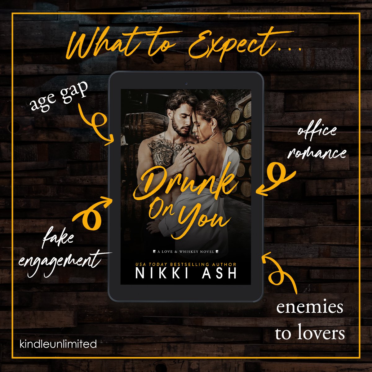 💄 Drunk on You (Love and Whiskey) by @AuthorNikkiAsh is 𝗟𝗜𝗩𝗘 𝗞𝗶𝗻𝗱𝗹𝗲 𝗨𝗻𝗹𝗶𝗺𝗶𝘁𝗲𝗱 → amzn.to/3SOkdJt 𝗪𝗵𝗮𝘁 𝘆𝗼𝘂 𝗰𝗮𝗻 𝗲𝘅𝗽𝗲𝗰𝘁: 🥃 Fake engagement 🥃 Age gap 🥃 Enemies to lovers 🥃 Office romance @theauthoragency @EJBookPromos