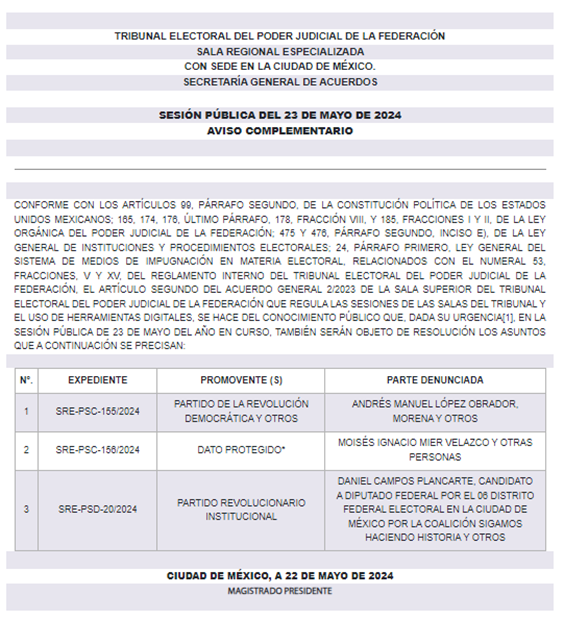 #EnMinutos nos vemos en la #SesiónPública de la #SalaEsp⚖️ pueden seguirla por las #RRSS o por el canal 💻youtube.com/watch?v=Ojzgvl…

Les comparto los asuntos a resolver 👇👇👇