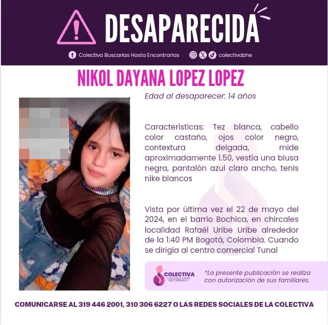 Nikol Dayana López López , ya apareció sana y salva, se encuentra con su familia, muchas gracias por ayudarnos a compartir💜💜💜💜💜