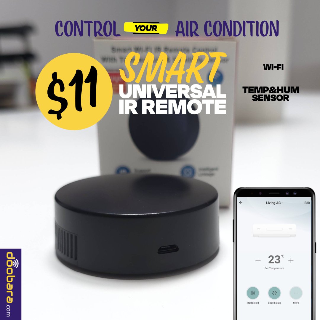 doobarashop's tweet photo. Summer got you sweating? ☀️ This smart remote lets you control your AC remotely for ultimate chill. ❄️ #smartIR #smarthome #iot #homeautomation #lebanon https://t.co/ql2bzHCG4p 70-856 471 https://t.co/59IjuICO7e