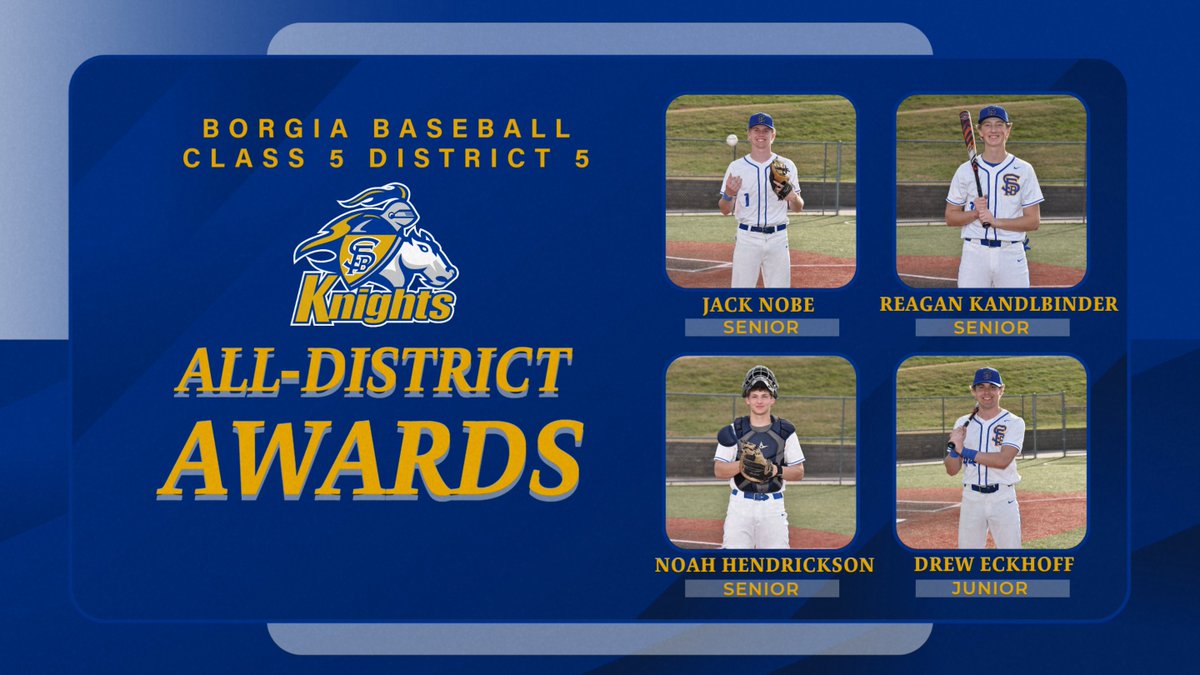 BorgiaAthletics's tweet photo. Congratulations to these baseball players on making the Class 5 District 5 All-District Team. https://t.co/mFpsWxGhC0