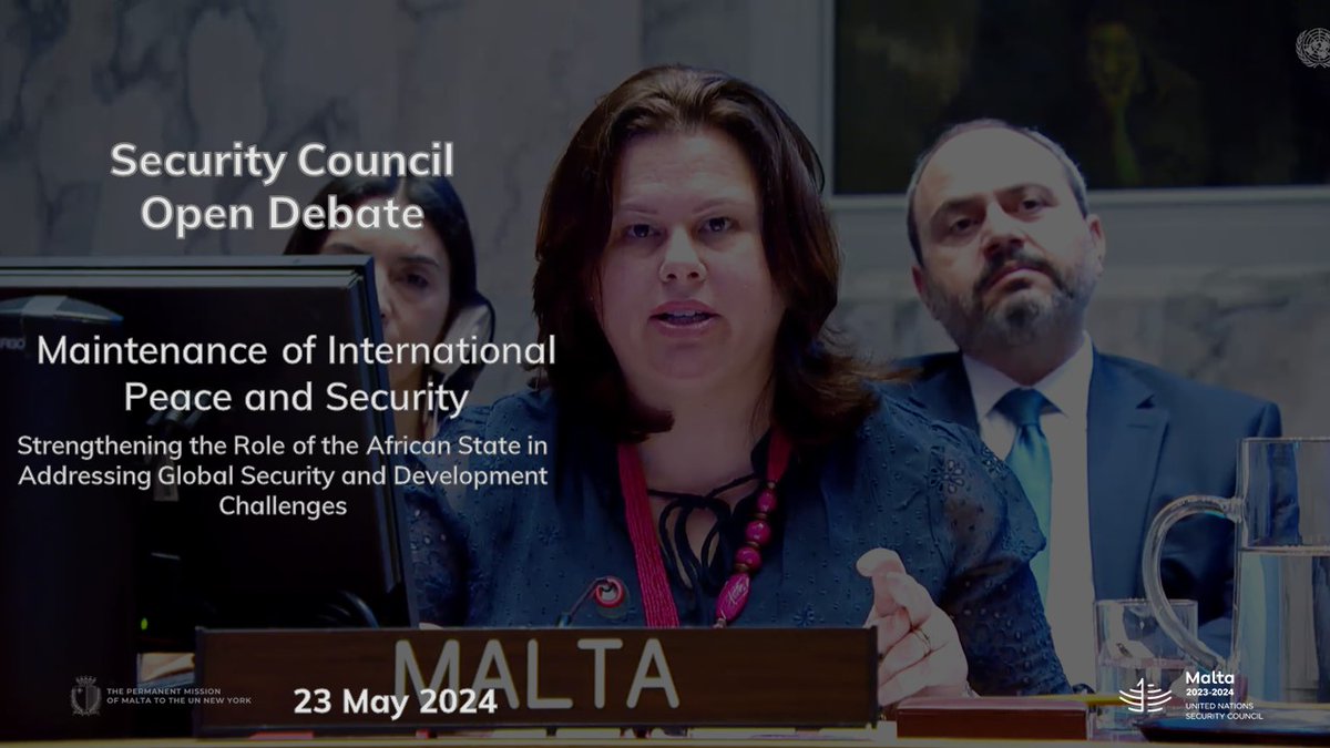 At today's #UNSC Open Debate, #Malta 🇲🇹 highlighted the immense potential of Africa's rapid growth and young population. We emphasised on the urgency of strengthening state institutions and investing in Africa’s future generations. We thank #Mozambique 🇲🇿 for the initiative.