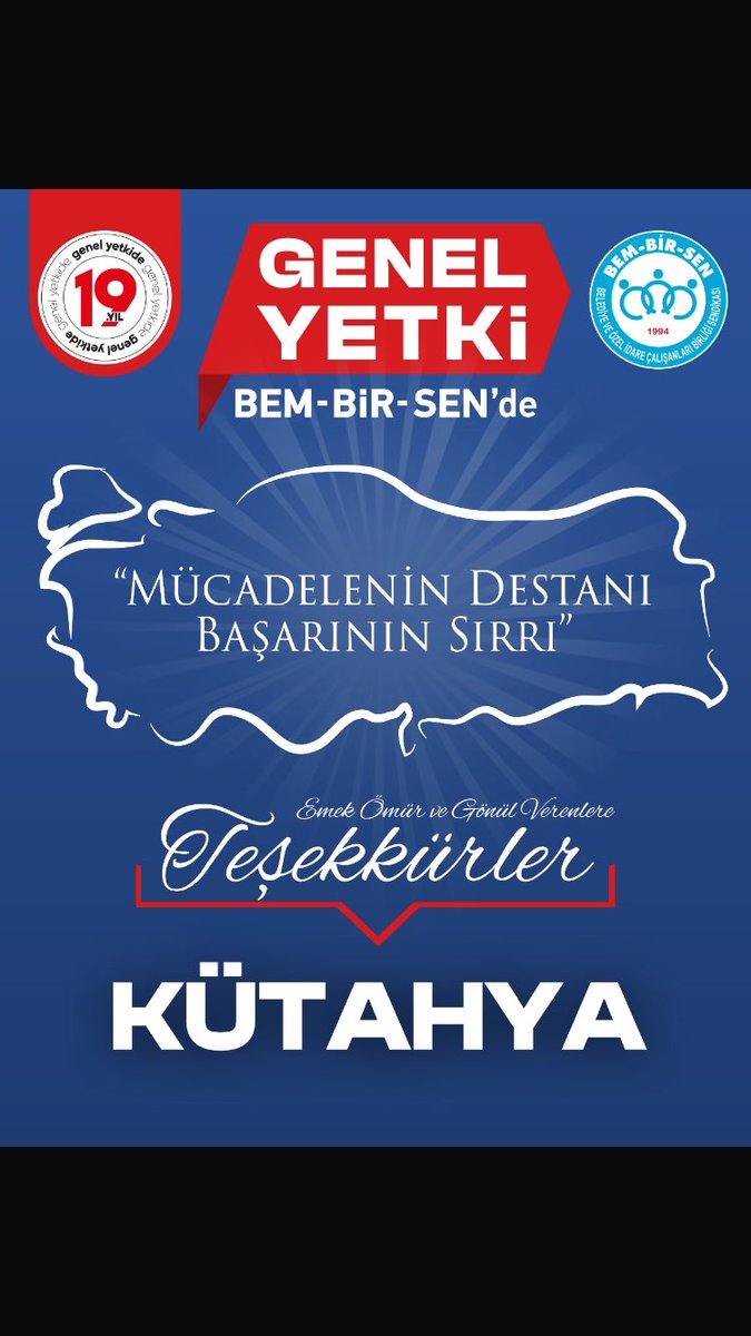 #GenelYetkide19Yıl
Hayırlı Olsun

Bu başarı büyük Bem-Bir-Sen ailesinin her bir ferdine aittir.
Yönetim Kurulumuza, işyeri temsilcilerimize, komisyonlarımıza

Genel Başkanımız 
Levent Uslu'ya

Kıymetli Üyelerimize 
Bem-Bir-Sen Ailemizin her bir ferdine 
teşekkür ederiz.