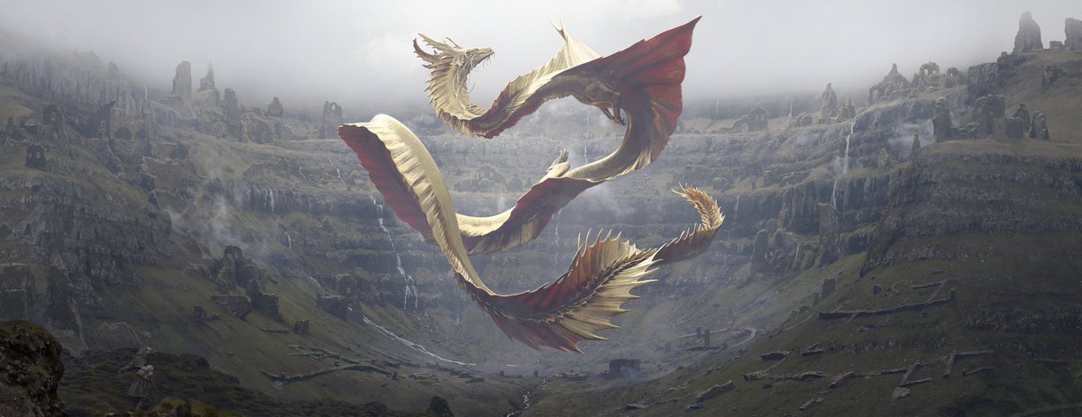 Behold: the re-design of the gold dragon for @Wizards_DnD's 50th anniversary. I had a deep dive with @DroidsForSale about what went into reinventing one of the iconic creatures of D&D. Link in the subsequent tweet: