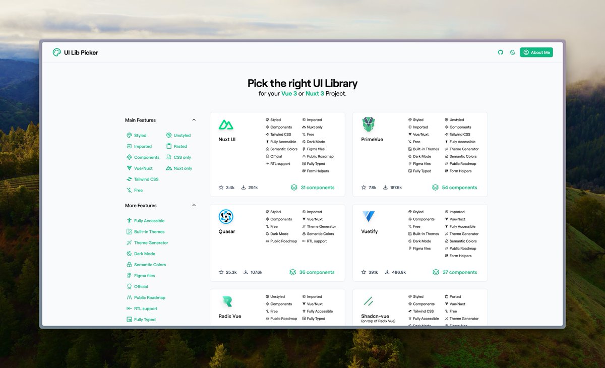Dominus_Kelvin's tweet photo. Found this nice website showing component libraries for @vuejs

https://t.co/GDo3cpbHkn

My favourite is @primevue of course https://t.co/l43b8O0MaK