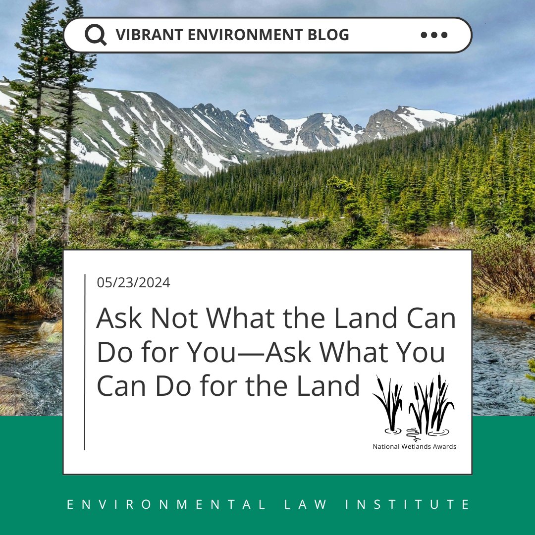 In our latest blog, National #Wetlands Awardee Mark Beardsley argues that a central tenant of ecosystem restoration requires us to focus on serving the land, not just benefiting from it. Read more about his approach to restoration in his blog post: eli.org/vibrant-enviro…