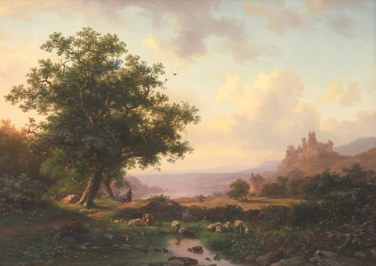 LOT HIGHLIGHT 160 ‘Summer landscape with a shepherd and his flock near a stream, with approaching shepherdess' by Frederik Marianus KRUSEMAN be auctioned by Vendu Rotterdam Online auction - From May 3-29 @VenduRotterdam artprice.com/artist/15933/f…