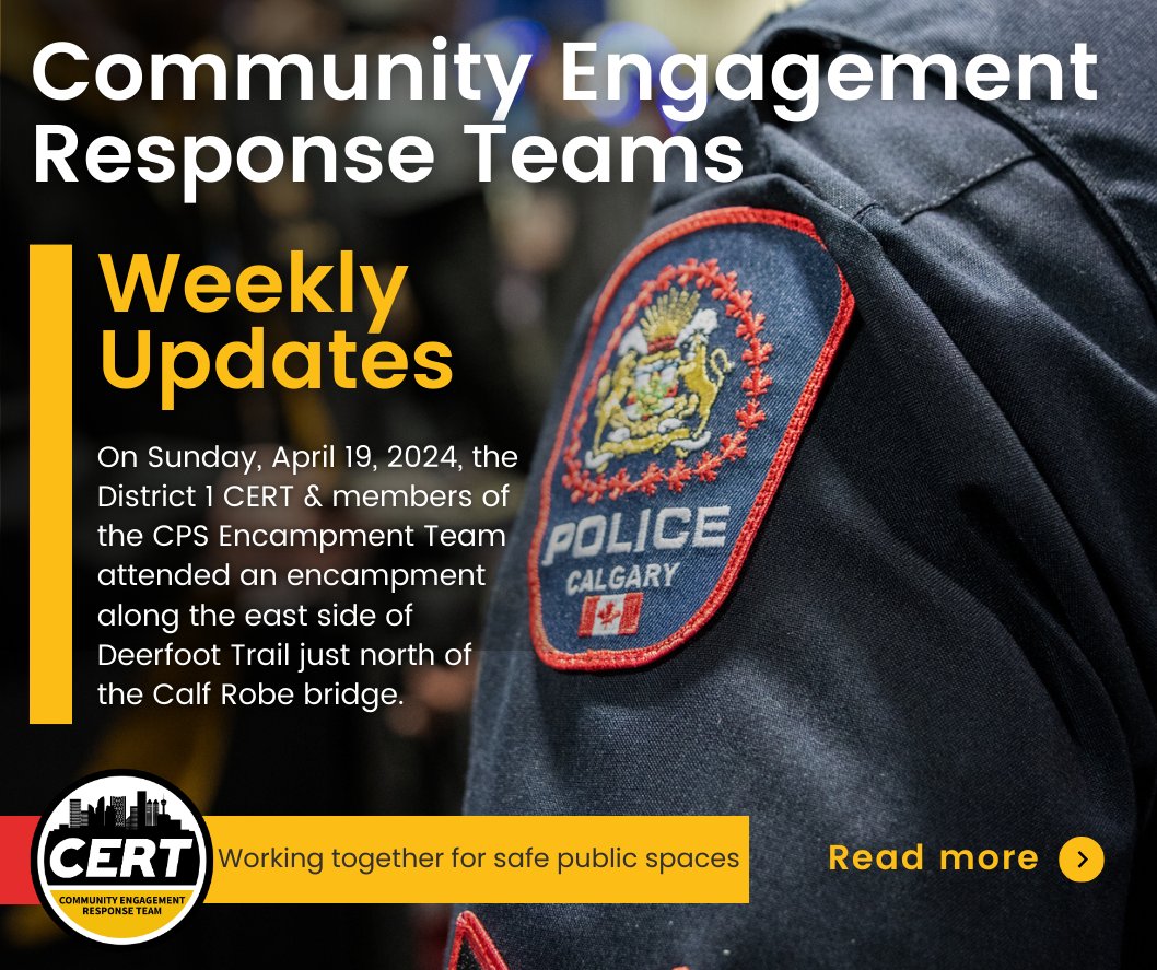 CalgaryPolice's tweet photo. ⚫ CERT UPDATE ⚫
As the CERTs continue to respond to community concerns, they are also working with encampment occupants to safely clean up encampments & restore public spaces.
#CERTsafe https://t.co/VvsOxpjW09