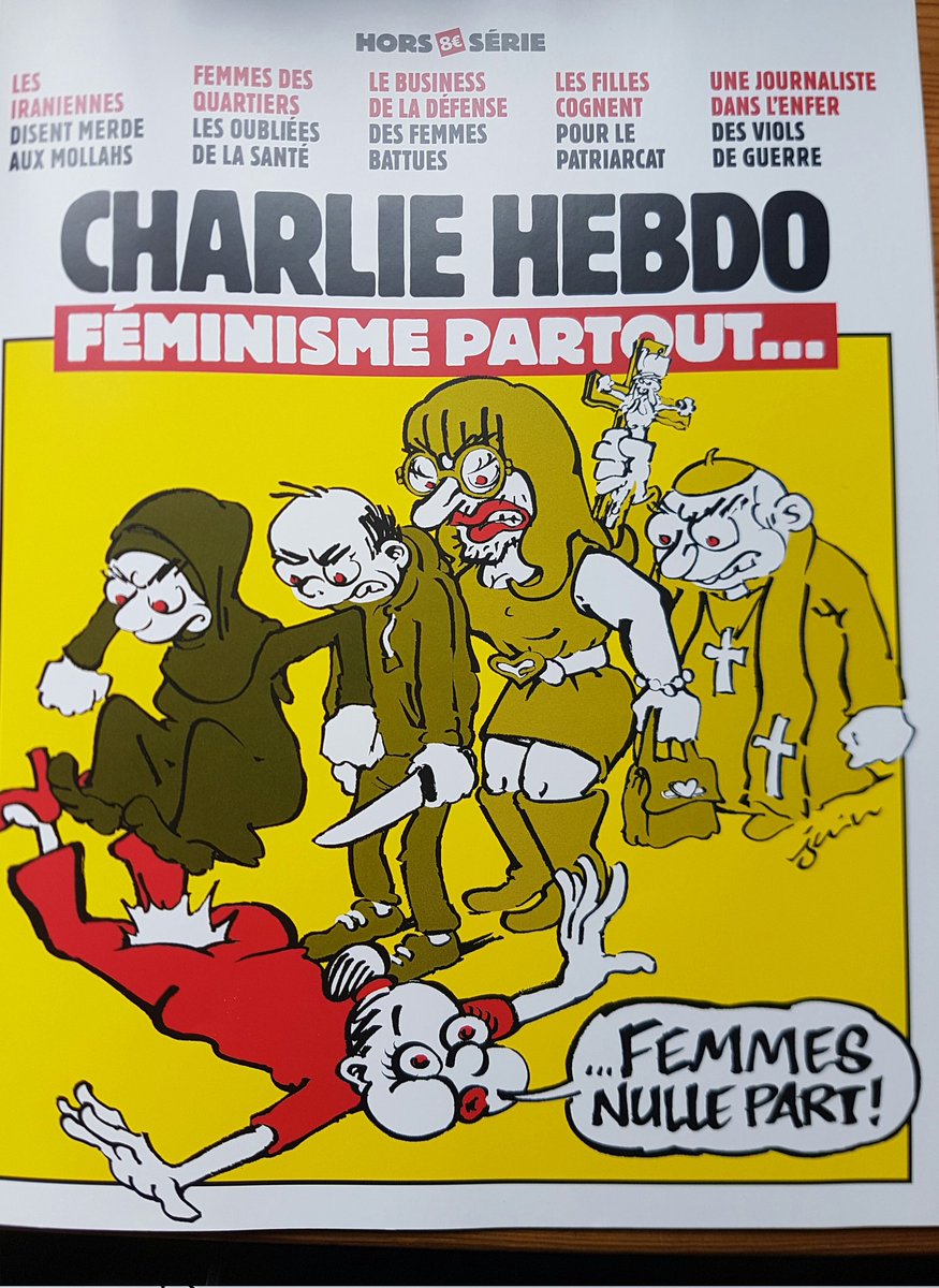 Les_CitadElles's tweet photo. A LIRE le Hors-série @Charlie_Hebdo_ spécial  #feminisme
➡Tout est féminisme 
➡Les femmes disent merde aux mollahs
➡Afghanistan anéantir les F.
➡Burkina Faso viols de guerre
➡ et aussi :
#violencesfaitesauxfemmes,
#corpsdesfemmes 
@femeninna @LaureDaussy @ShirinEbadi6 https://t.co/gZGXkdnL2h