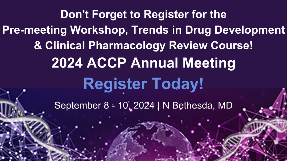 We invite you to register for the 2024 ACCP Annual Meeting! Which will be held on September 8– 10, 2024 at the Bethesda N Marriott Hotel &amp; Conference Ctr in N Bethesda, MD bit.ly/3IX4ByL