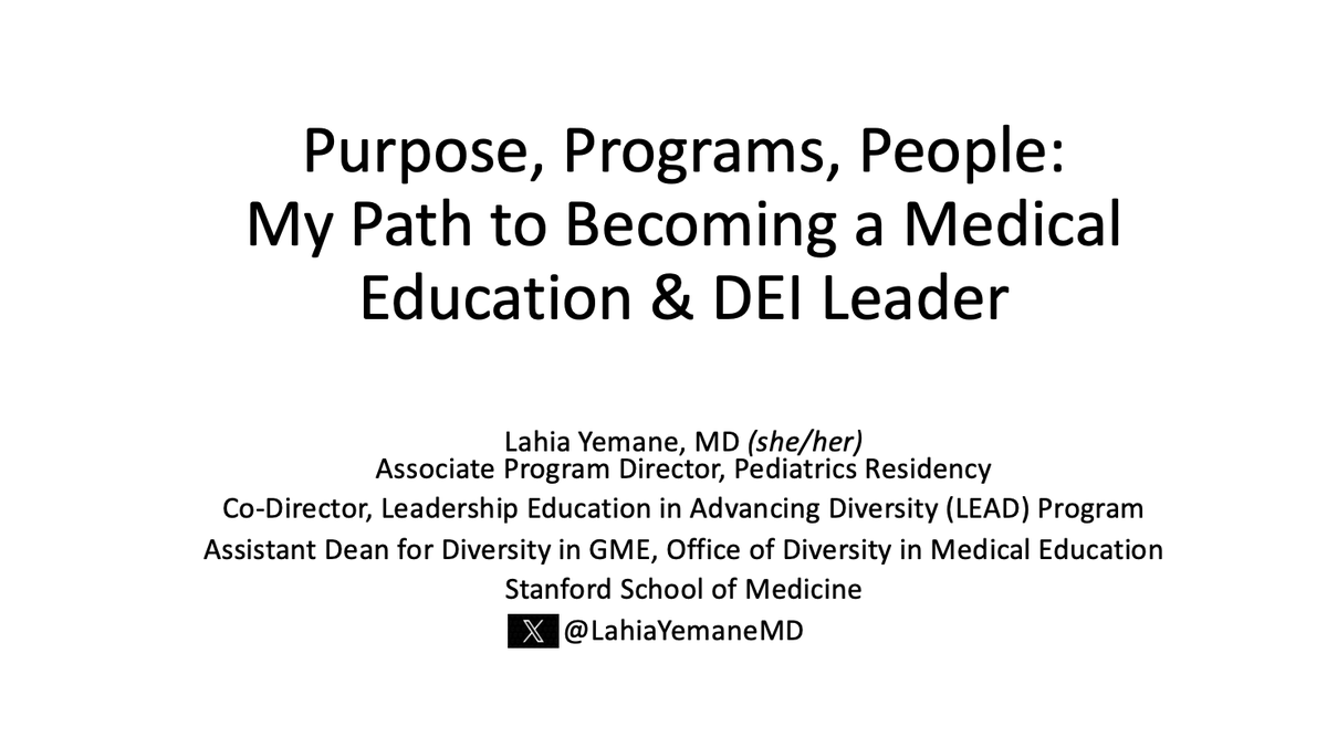 Lahia Yemane, MD (@lahiayemanemd) on Twitter photo TY to <a href="/cksantiago_MD/">Christine Santiago</a> for the invite to speak with <a href="/StanfordIMHEARs/">Stanford IM HEARs</a> residents yesterday!
🔸#LEADatStanfordMed
🔸 APPD Advancing Inclusiveness in #MedEd
🔸 PROMISE (PROmoting MedEd Insights into Supportive Environments) Study
🔸Stanford Peds Advancing Anti-Racism Coalition TY to <a href="/cksantiago_MD/">Christine Santiago</a> for the invite to speak with <a href="/StanfordIMHEARs/">Stanford IM HEARs</a> residents yesterday!
🔸#LEADatStanfordMed
🔸 APPD Advancing Inclusiveness in #MedEd
🔸 PROMISE (PROmoting MedEd Insights into Supportive Environments) Study
🔸Stanford Peds Advancing Anti-Racism Coalition