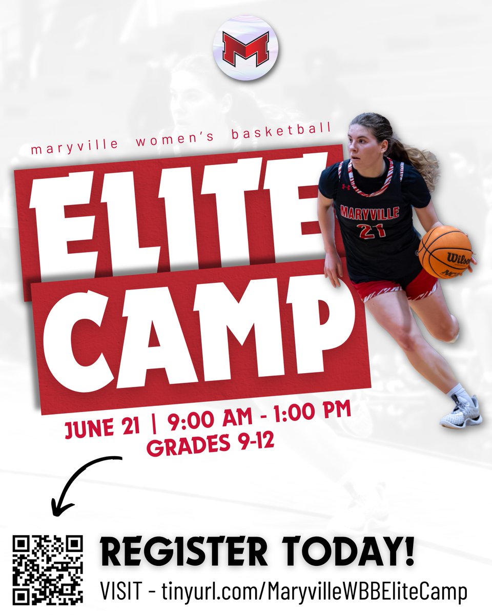 🚨ELITE CAMP is less than a month away🚨 DON'T MISS OUT on your chance to join us at camp! Our camp is the perfect mix of skill development, competition, and exposure. SIGN UP TODAY ⬇️ tinyurl.com/MaryvilleWBBEl…