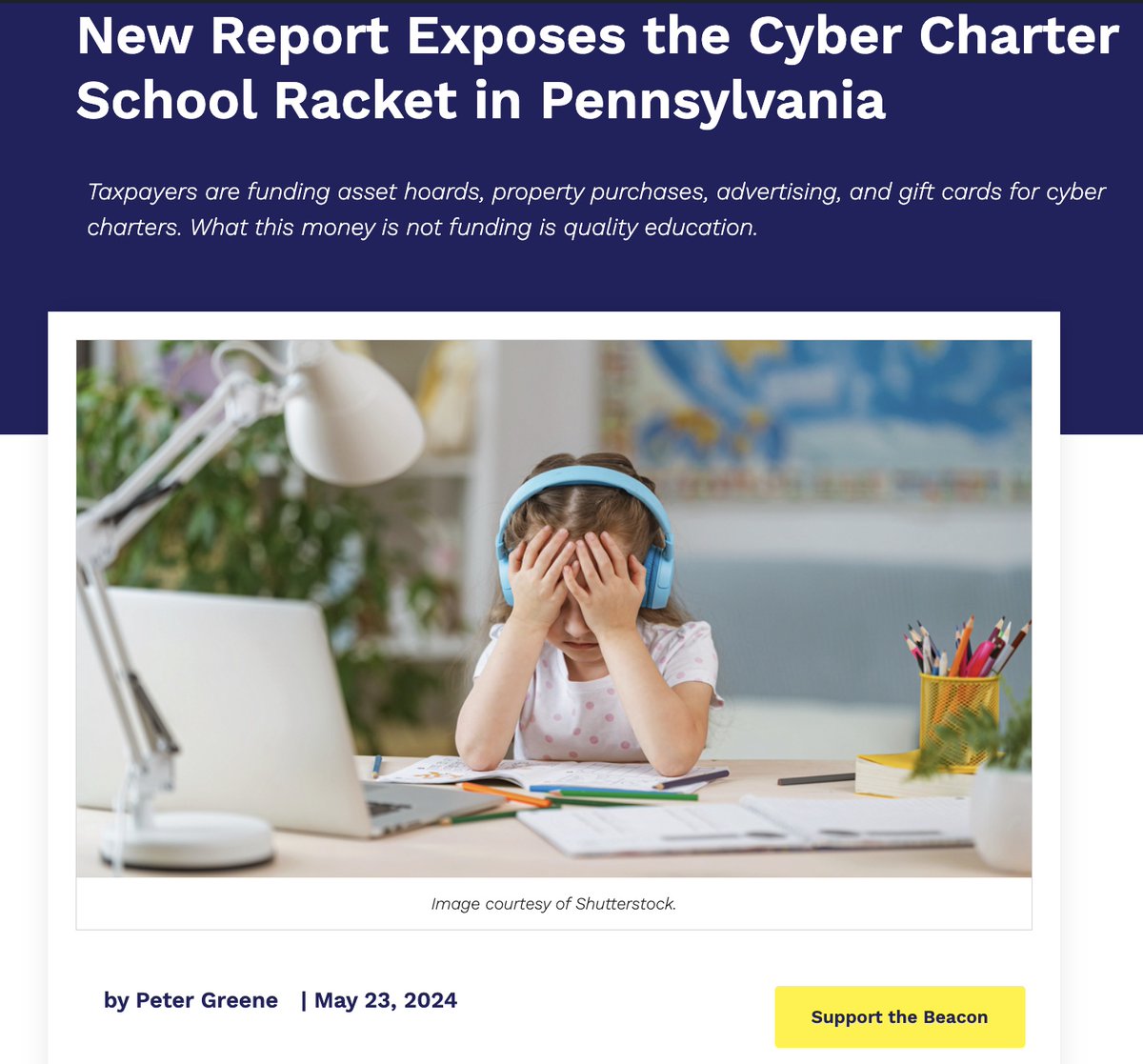 New Report Exposes the Cyber Charter School Racket in Pennsylvania | Taxpayers are funding asset hoards, property purchases, advertising, and gift cards for cyber charters. What this money is not funding is quality education, writes @palan5. READ: bit.ly/3UWPqv0