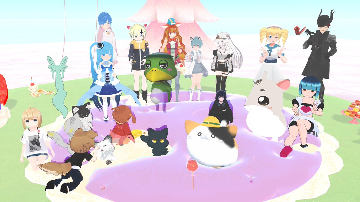 KuraminoChannel's tweet image. #VRChat で
#猫日和きゃりこ さんの
誕生日会に遊びに行ってきました

たくさんの方がお祝いに駆けつけていて
かわいらしいワールドが
とても賑やかになっていました