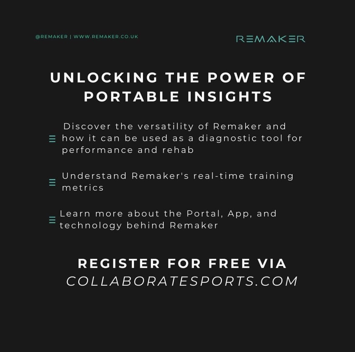 Dan Howells (@howellsdan) on Twitter photo Pleased to be hosting <a href="/JohnnoonanCoach/">John Noonan</a> <a href="/SteffanJones105/">Steffan Jones</a> next week to showcase the power of REMAKER
Remaker is a portable strength tracking solution you need in your toolkit
Take a look at the product here: remaker.co.uk
Book on to meet the coaches and the remaker Pleased to be hosting <a href="/JohnnoonanCoach/">John Noonan</a> <a href="/SteffanJones105/">Steffan Jones</a> next week to showcase the power of REMAKER
Remaker is a portable strength tracking solution you need in your toolkit
Take a look at the product here: remaker.co.uk
Book on to meet the coaches and the remaker