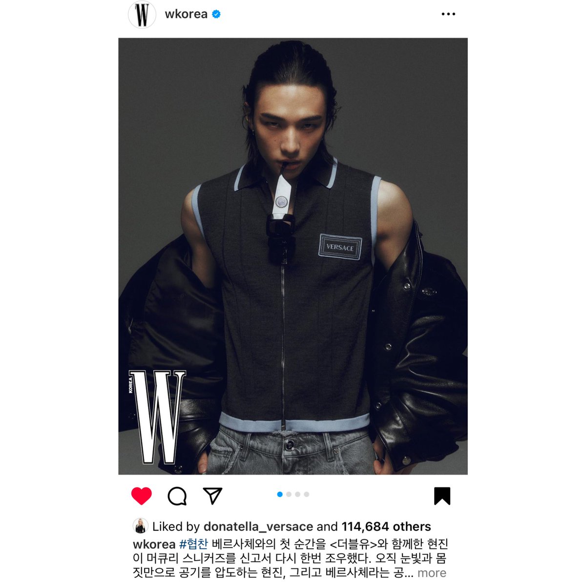 Donatella Versace liked WKorea’s post of #Hyunjin on Instagram! #HYUNJINxVERSACE #HYUNJINxWKOREA