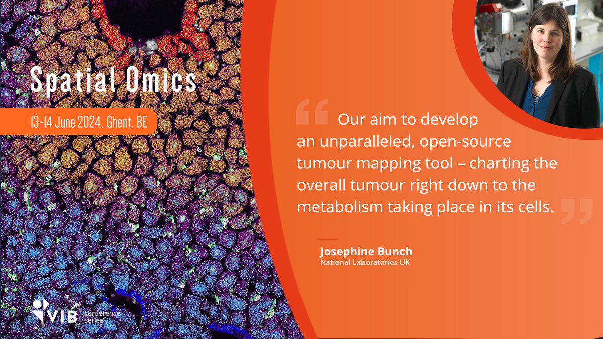 ⚠️Final registration deadline for the #SpatialOmics24 conference approaching on May 30th. Join us to hear Josephine Bunch from National Laboratories talk about exploring metabolic heterogeneity in tumors using MSI. Registration and full program at: vibconferences.be/events/spatial…