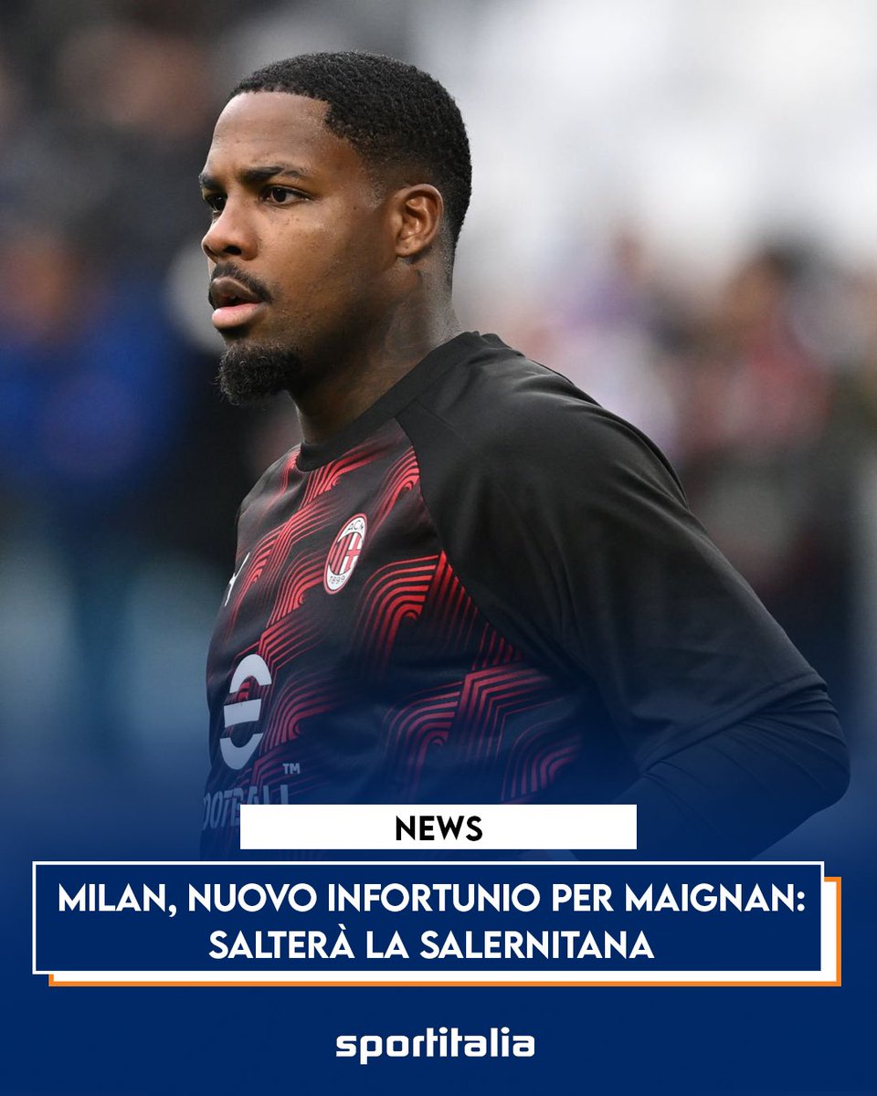 𝐌𝐢𝐥𝐚𝐧, 𝐧𝐮𝐨𝐯𝐨 𝐢𝐧𝐟𝐨𝐫𝐭𝐮𝐧𝐢𝐨 𝐩𝐞𝐫 𝐌𝐚𝐢𝐠𝐧𝐚𝐧❌ Secondo quanto riferisce l’Equipe, Mike #Maignan si ferma nuovamente per un problema al dito. Il portiere rossonero salterà quindi l’ultima partita di campionato contro la Salernitana🔴⚫️ #Milan #Sportitalia