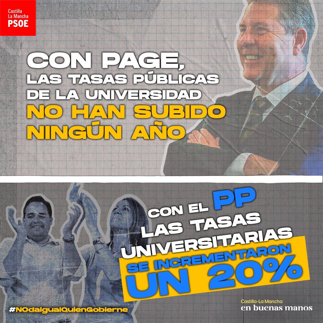 👩‍🎓Impulsamos a la @uclm_es, que ya es una de las más asequibles de España 🤝Un año más sus tasas y precios estarán congelados   ❌Con Cospedal, subieron un 20%, 8 veces por encima del IPC ✅@garciapage, suben un 0% con independencia del IPC   Está claro: #NodaIgualquiengobierne