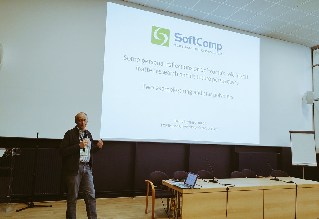 SoftCompNetwork's tweet image. The last lecture in the session dedicated to the 20th anniversary is given by Dimitris Vlassopoulos, who shares some personal reflections on SoftComp&apos;s role in soft matter research and it&apos;s future perspectives (on the example of ring and star polymers)

#AM2024