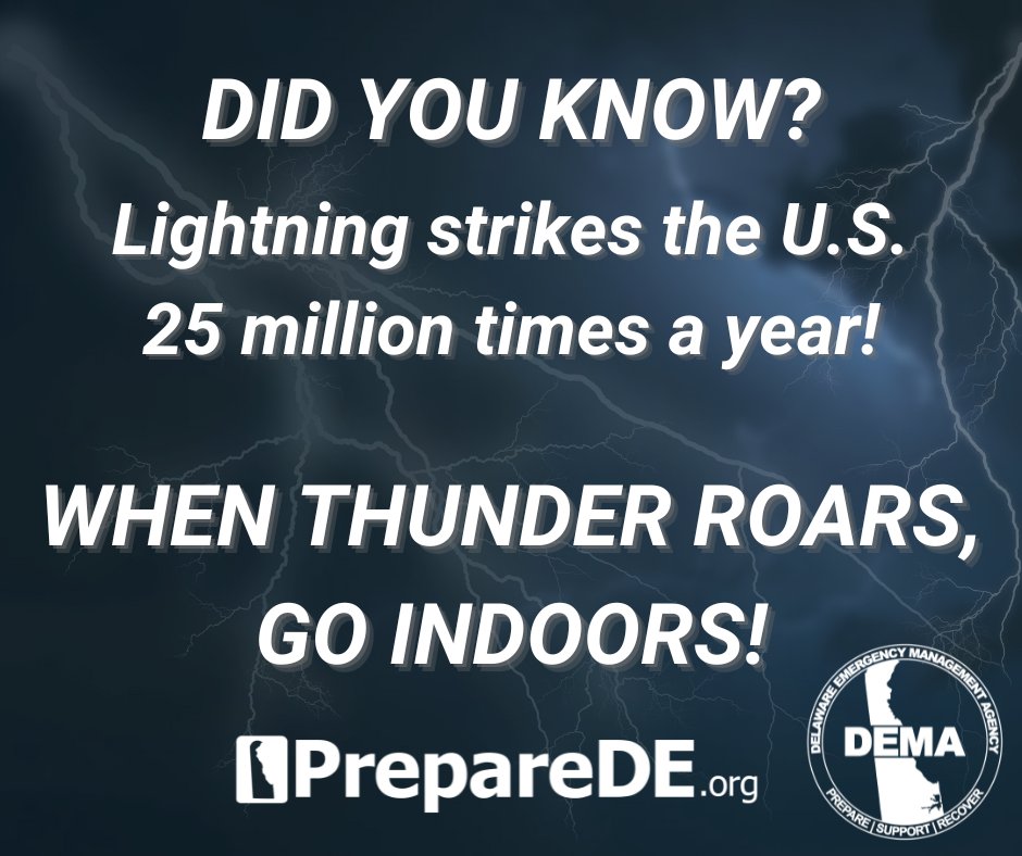 🌩️ There is a chance of some thunderstorms and lightning today. Did you know that lightning strikes the U.S. around 25 million times a year? Stay safe and remember, when thunder roars go indoors! #SafetyFirst #LightningAwareness ⚡