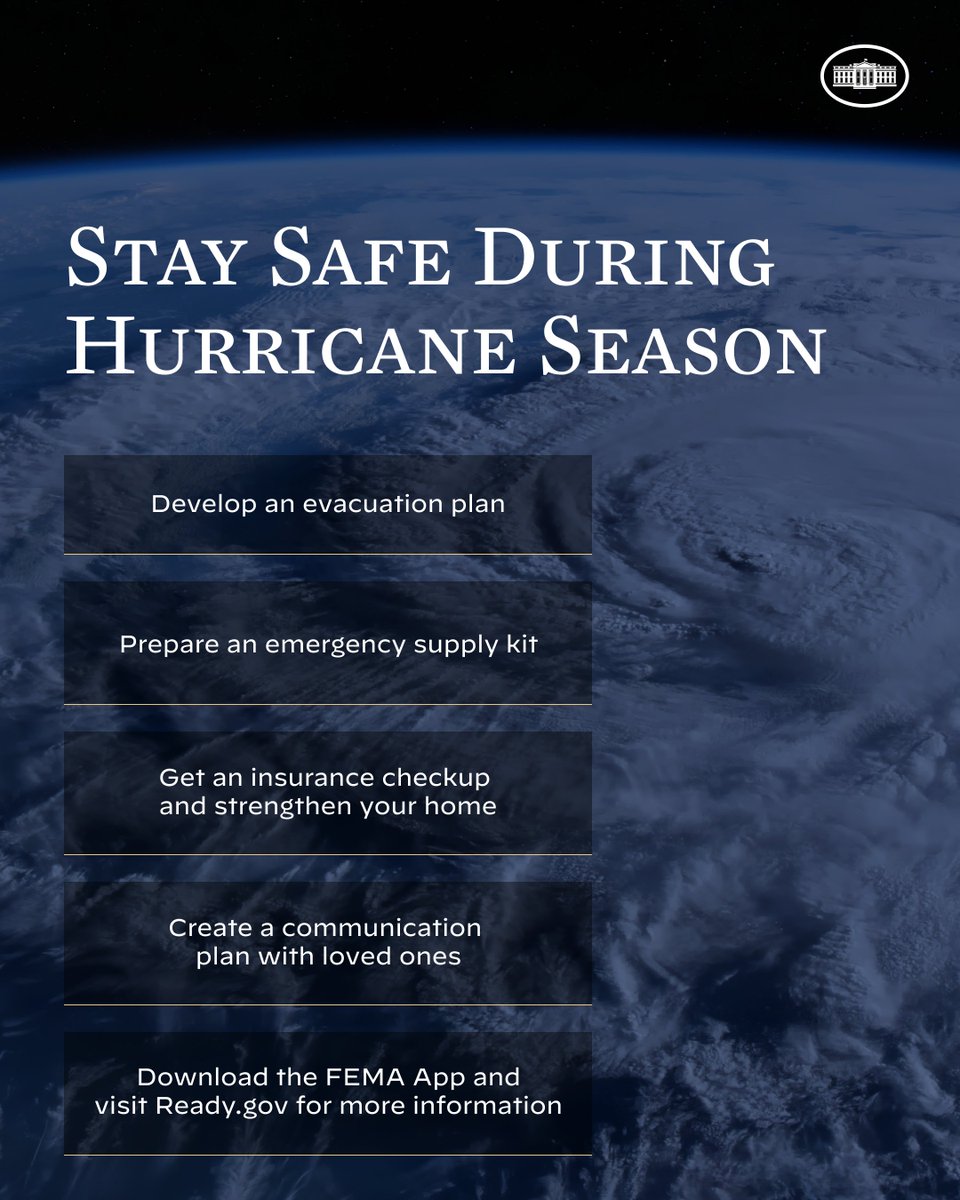 .@NOAA forecasters are predicting above-normal activity this hurricane season. Our Administration is reminding Americans to take steps to plan, prepare, and better protect their families and their homes. We’re committed to keeping communities safe from these disasters, which are
