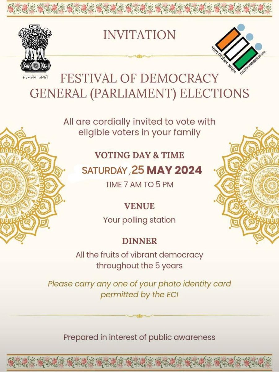 Invitation to all the voters of Delhi. 

From
@ECISVEEP @CeodelhiOffice @DEOWEST1