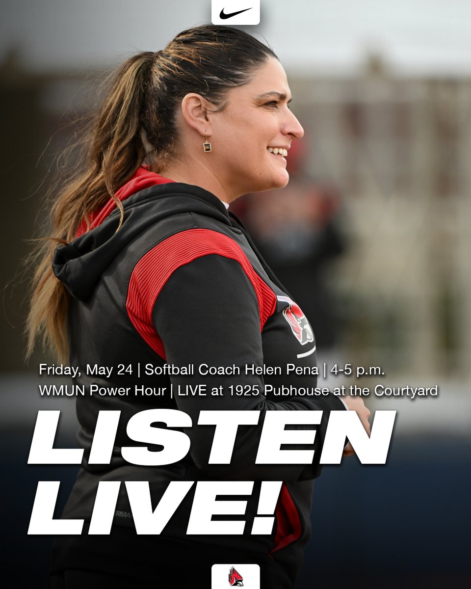 Ball State Sports (@ballstatesports) on Twitter photo She reached the <a href="/MACSports/">MACtion</a> championship game in her first season and joins <a href="/MarkWMUN/">Mark Foerster</a> on the Power Hour Summer Series on <a href="/WMUNMuncie/">92.5 FM 1340 AM Muncie</a> TOMORROW!
Come visit <a href="/BallStateSB/">Ball State Softball</a> <a href="/CoachPena_BSU/">Helen Peña</a> live from <a href="/1925Pub/">1925 PubHouse</a>! LISTEN LIVE from 4-5pm Friday: bit.ly/3WIxFQL
#ChirpChirp x #WeFly She reached the <a href="/MACSports/">MACtion</a> championship game in her first season and joins <a href="/MarkWMUN/">Mark Foerster</a> on the Power Hour Summer Series on <a href="/WMUNMuncie/">92.5 FM 1340 AM Muncie</a> TOMORROW!
Come visit <a href="/BallStateSB/">Ball State Softball</a> <a href="/CoachPena_BSU/">Helen Peña</a> live from <a href="/1925Pub/">1925 PubHouse</a>! LISTEN LIVE from 4-5pm Friday: bit.ly/3WIxFQL
#ChirpChirp x #WeFly